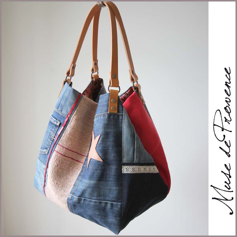 Sac cabas en patchwork jeans MIAMI Muse de Provence