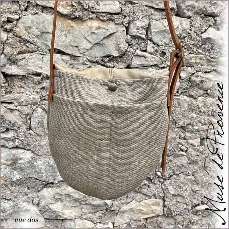 Sac Bandoulière Street Level Gris - Fermeture à Nouer Avec Glands - Occasion