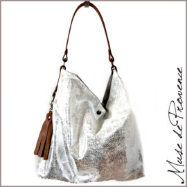 Sac seau argenté - sac seau chic - Sac seau minimaliste - sac zippé