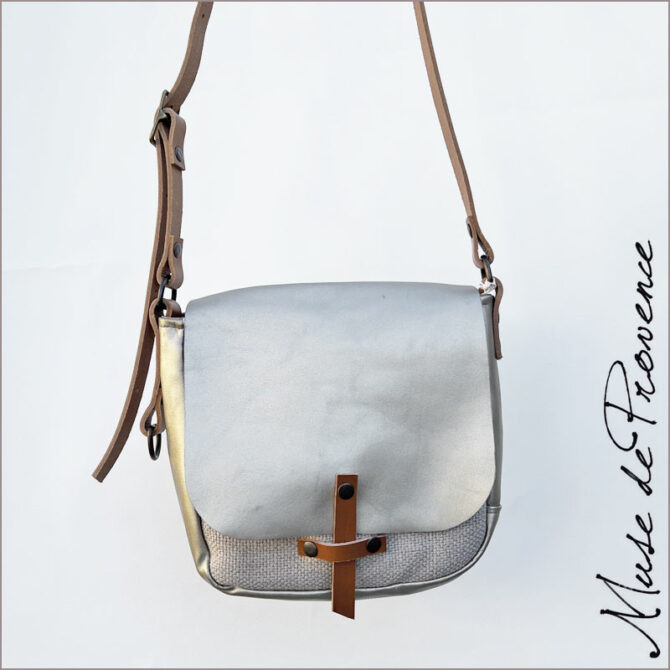 Sac bandouli?�re cuir & tissu fait main | Muse de Provence