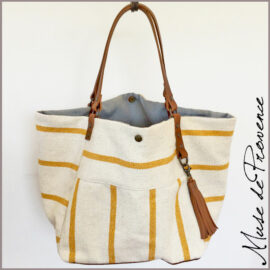 Sac de plage chic en toile et cuir Sac de voyage chic Sac de plage réversible fait main en France Sac de plage luxe en toile et cuir Grand cabas plage Sac de week-end Sac de plage made in france Sac haut de gamme pour la plage