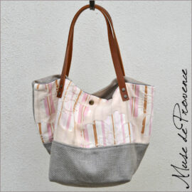 Sac petit cabas chic en lin Sac cabas en patchwork lin Sac petit cabas réversible chic Sac petit cabas fait main en France Sac petit cabas haut de gamme