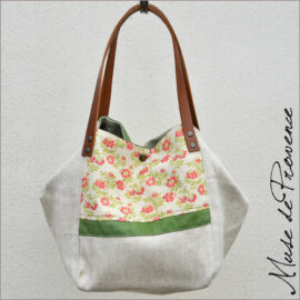 Sac petit cabas chic en lin Sac cabas en patchwork lin Sac petit cabas réversible chic Sac petit cabas fait main en France Sac petit cabas haut de gamme