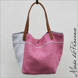Sac petit cabas rose Sac petit cabas chic en lin rose Sac petit cabas réversible en lin rose Sac petit cabas unique et original Sac petit cabas en lin Sac petit cabas en modèle unique made in France
