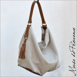 Sac seau cuir et toile de lin Sac seau fermeture éclair Sac à main seau minimaliste Sac seau chiche cuir et lin Sac seau bandoulière femme Sac seau minimaliste en cuir et lin Sac seau souple et cuir et lin Sac seau beige made in France Sac seau en pièce unique