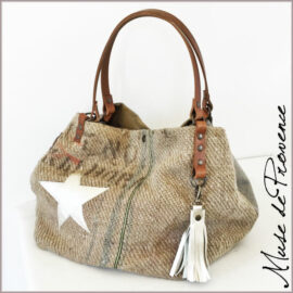 Sac cabas en toile de jute fait main - Sac cabas jute bohème chic - Sac cabas en jute éco-responsable - Sacs cabas made in France