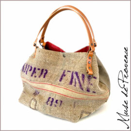 Sac cabas en jute - Sac cabas vintage au style bohème chic - Sac cabas réversible en toile de jute made in France