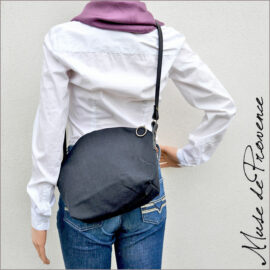 Sac banane noir argenté - Banane noire femme- Sac banane Made in France - Sac banane chic noir