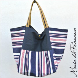 Sac de plage chic - sac de plage réversible- cabas plage en toile- Sac de plage made in France