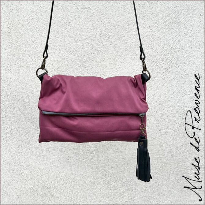 Sac bandoulière zippé- Sac bandoulière chic- Sac bandoulière made in France- Sac bandoulière souple -Sac porté épaule chic- Sac bandoulière minimaliste