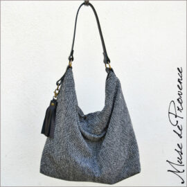 sac seau chic - Sac seau minimaliste - Sac seau fabriqué à la main - sac seau noir et blanc