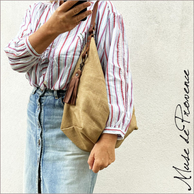 Sac seau en lin fabriqué en France - Sac seau minimaliste- Sac seau simple et élégant - Sac seau zippé - Sac seau unique en tissu en tissu de lin