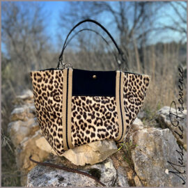 sac cabas réversible en pièce unique fait main - sac cabas tissu léopard
