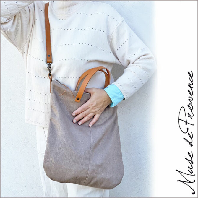 Sac zippé en bandoulière - sac bandoulière zippé en lin