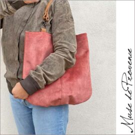sac velours-tote rose-sac pièce unique fait main en France