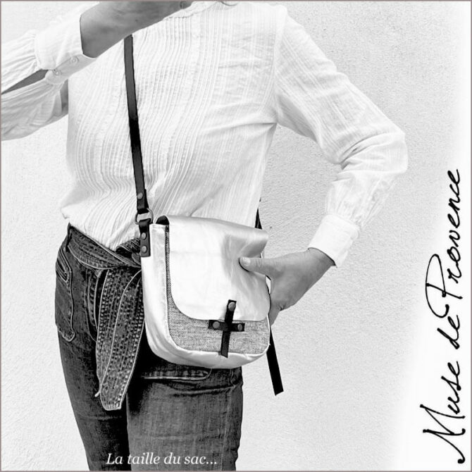 Sac besace cuir et toile Luce. Un sac à bandoulière femme.