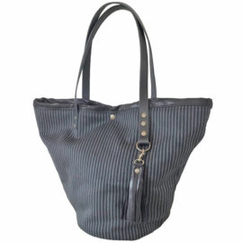 Sac à main en tissu façon panier aux anses en cuir
