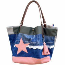 sac cabas réversible en jean - sac jean fait main en pièce unique