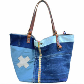 sac cabas réversible en jean - sac jean fait main en pièce unique