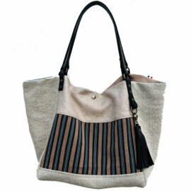 Grand sac cabas en superbe lin naturel aux détails soignés