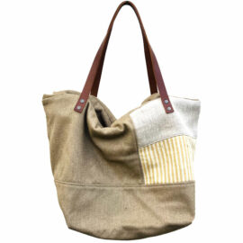 Sac cabas en lin fermé avec zip et fabriqué à la main en France.