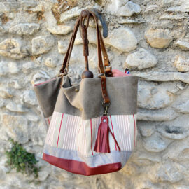 Sac de créateur, sac cabas en toile et cuir