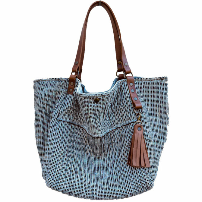 Grand sac cabas chic en tissu à effet métallisé