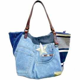 sac cabas réversible en jean - sac jean fait main en pièce unique
