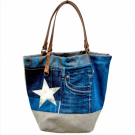 sac cabas jean, sac cabas patchwork jean, sac sur mesure