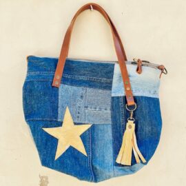 Sac cabas zippé en jean recyclé