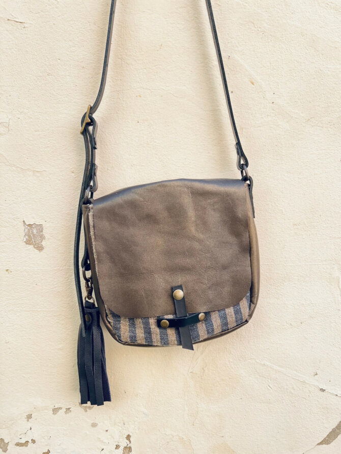 Petit sac besace bi-matière Duo