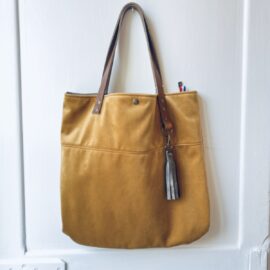 Sac cabas slim velours doré