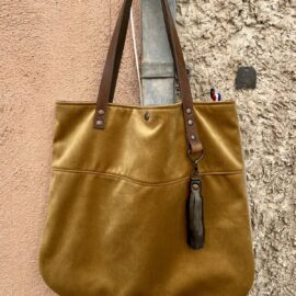 Sac cabas slim velours doré