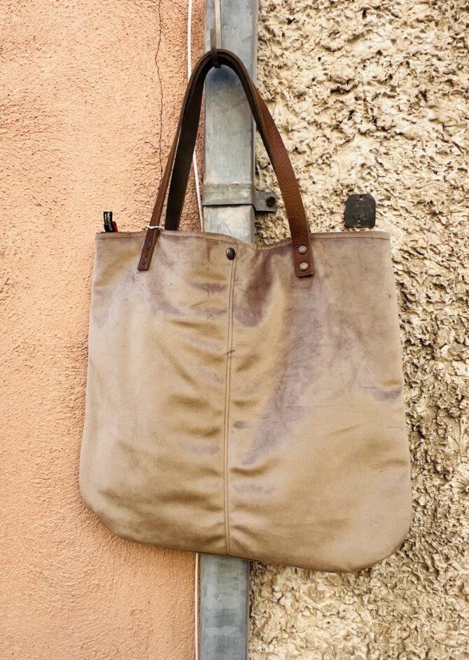 Sac cabas slim velours vert – Image 3