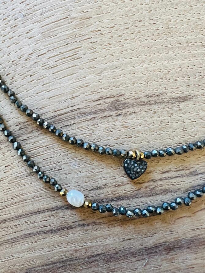 Collier pyrite coeur diamants – Image 5