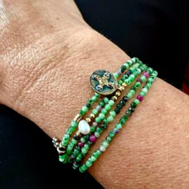 Collier-bracelet vert pierre fine