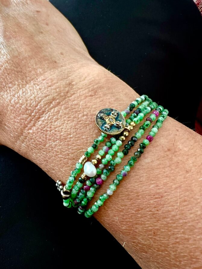 Collier-bracelet vert pierre fine