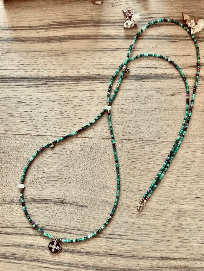 Collier-bracelet vert pierre fine – Image 2