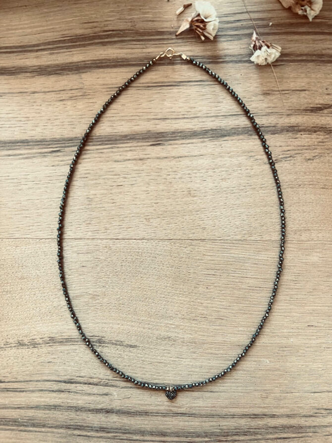 Collier pyrite coeur diamants – Image 4