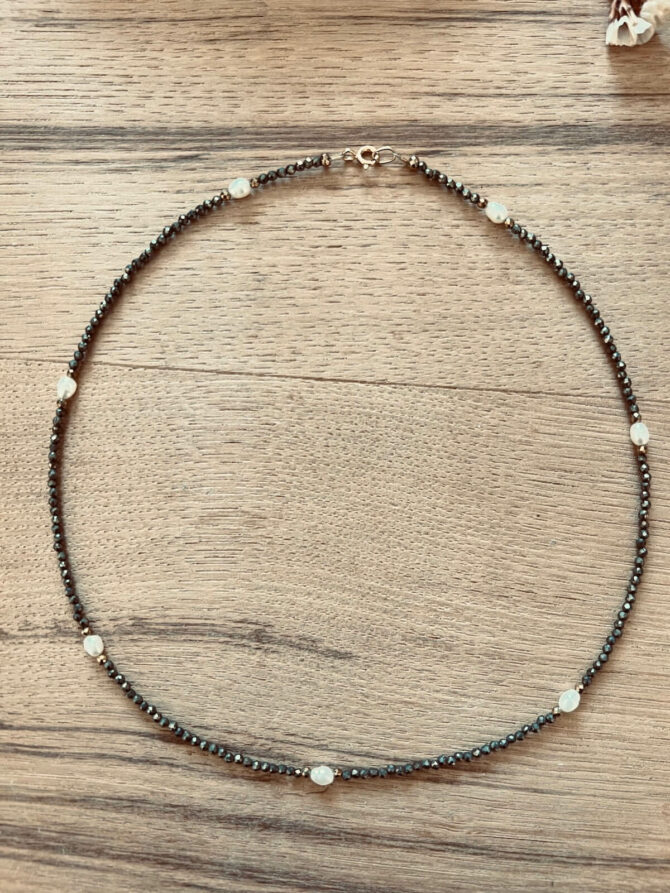 Collier pyrite perle