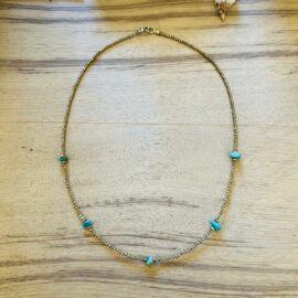 Collier hématite doré turquoise