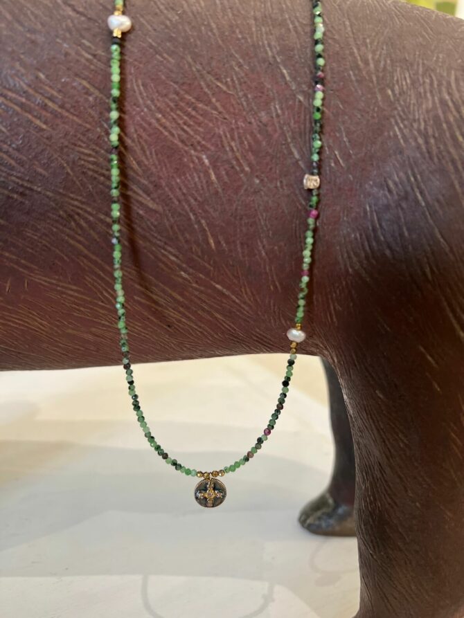 Collier-bracelet vert pierre fine – Image 3