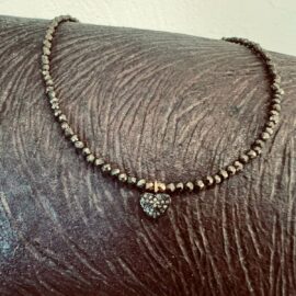 Collier pyrite coeur diamants