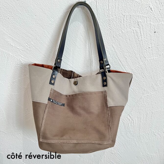 Sac cabas réversible en velours cuivré – Image 3