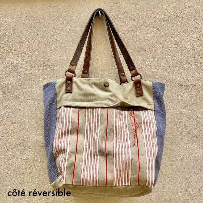 Sac cabas jean et cuir Rosso – Image 5