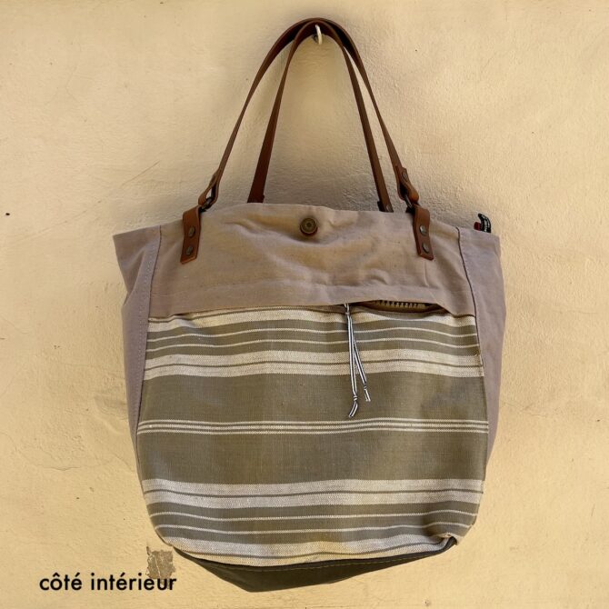 Sage linen velvet tote bag – Image 4